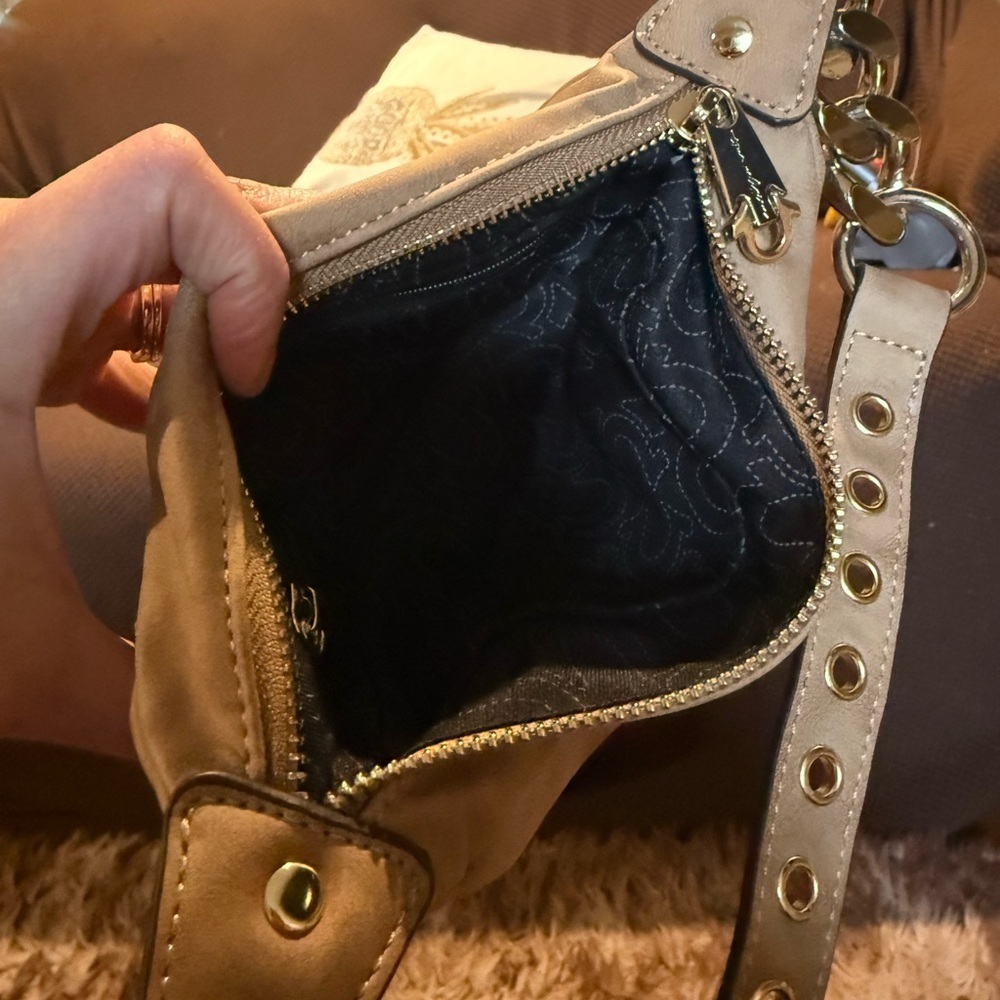 EUC True Religion Tan Bag Mini Shoulder Bag with Adjustable Chain Strap, Camel - Picture 6 of 6